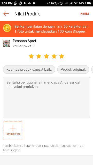 Pesanan Sprei