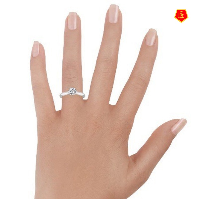 [Ready Stock]18K Platinum Diamond Ring Female Creative Advanced