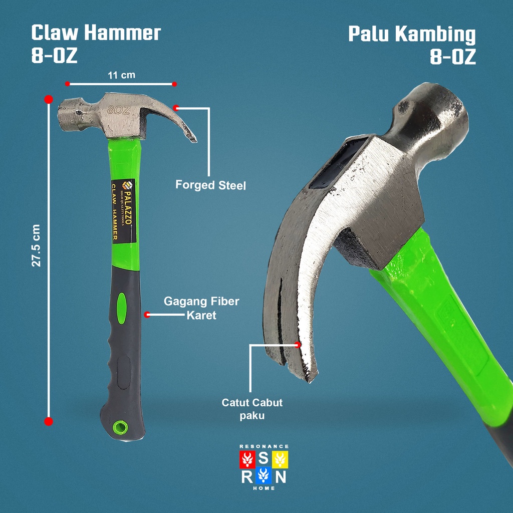 Palu Kambing Gagang Fiber 8 OZ - 12 OZ Resonance Home