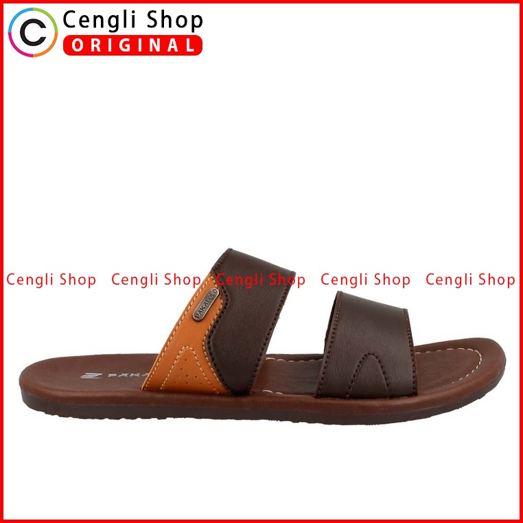 SANDAL SLIDE PAKALOLO PRIA ORIGINAL CASUAL KULIT ASLI COKLAT PB50