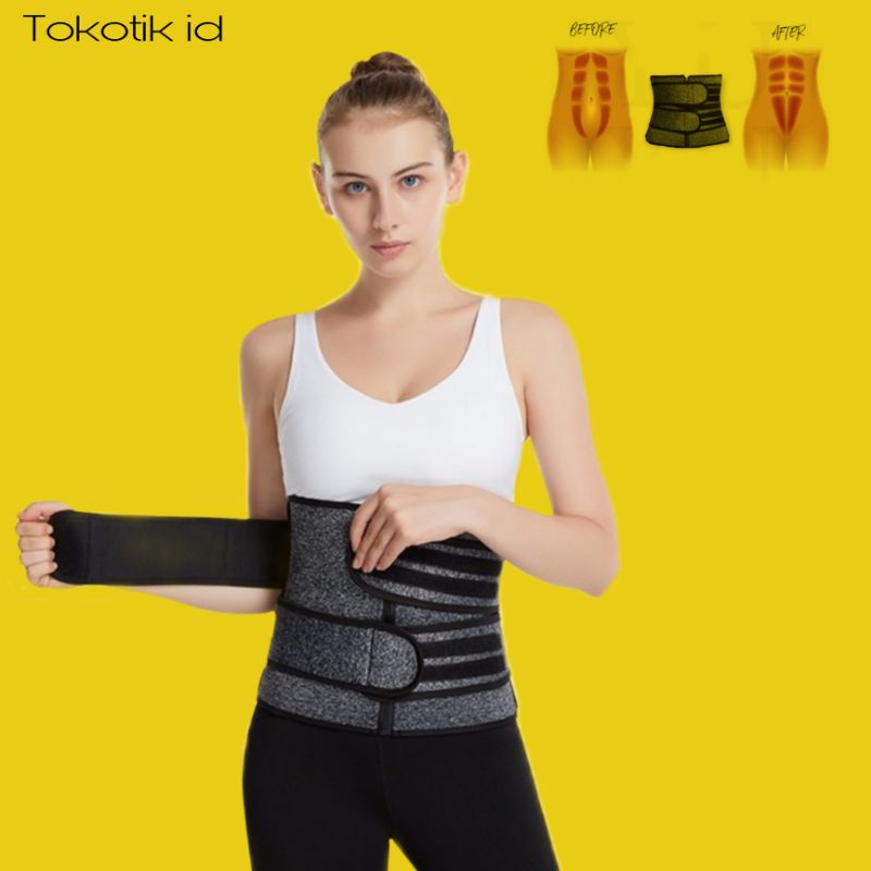 Zipper waist shaper korset melahirkan resleting double strap pelangsing pengecil perut buncit pria wanita korset olahraga