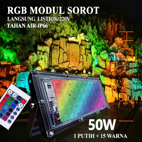 50W RGB LAMPU SOROT LAMPU HIAS / TEMBAK LED SLIM 50 WATT / LED FLOODLIGHT50 WATT AC 220V KAP SOROT