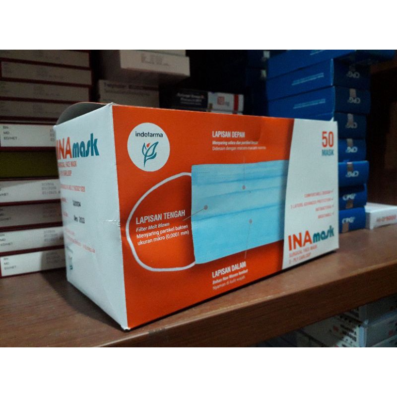 INAMASK SURGICAL FACE MASK 3-FLY EARLOOP INDOFARMA KEMENKES REG.