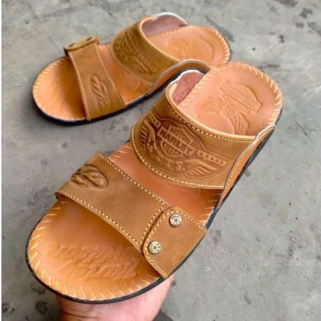 Sandal Kulit Pria Casual Kekinian Asli Kulit Sapi