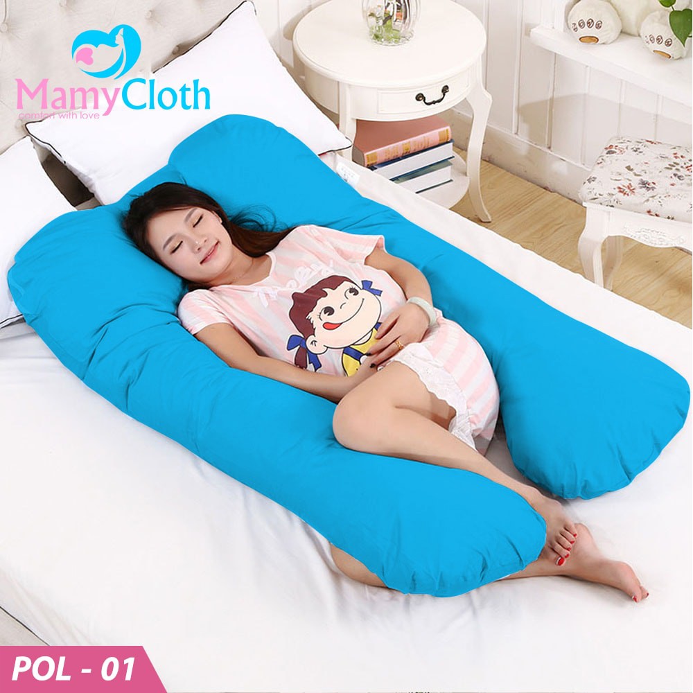 Maternity Pillow / Bantal Ibu Hamil / MamyCloth / POL-01 / Biru Polos / Blue