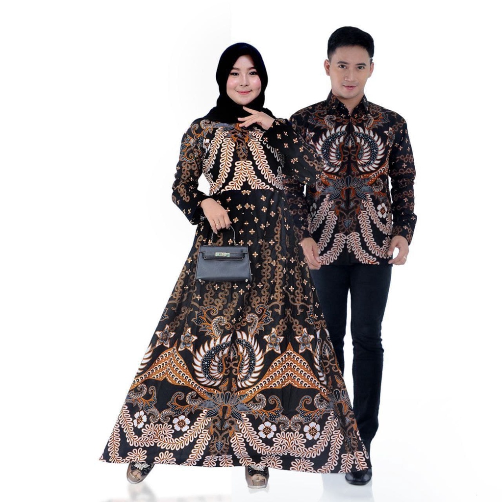 Batik Couple Keluarga, Baju Kondangan Sania Ruffle Ori Ndoro Jowi Dnt Motif Gurita kw putih