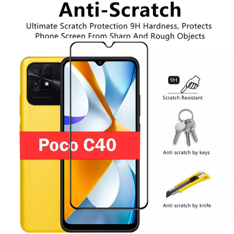 TEMPERED GLASS XIAOMI POCO C40 SCREEN PROTECTOR FULL COVER TEMPERGLASS 9H