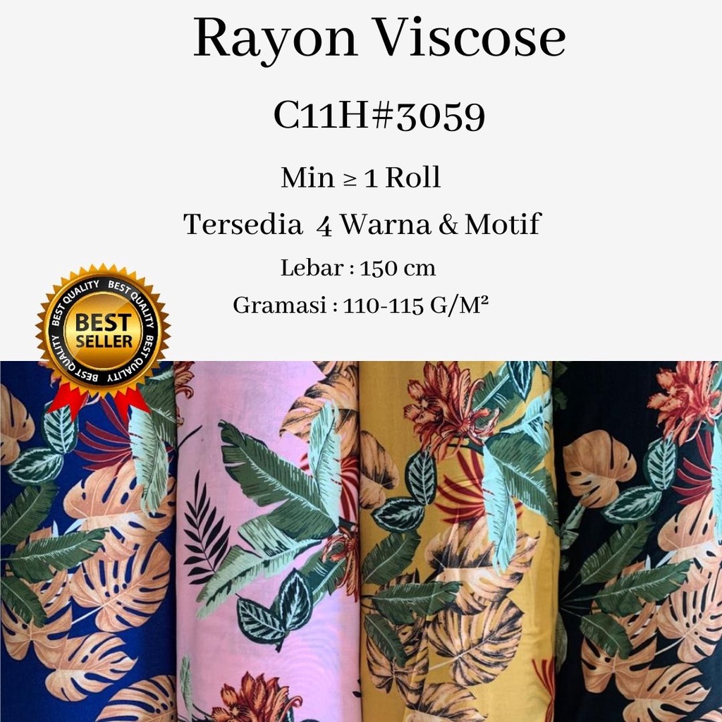 1 Roll Kain Rayon Viscose Premium C11H#3059