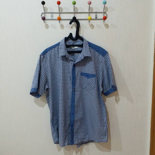 Kemeja pria / kemeja preloved / kemeja casual / kemeja kotak2 biru