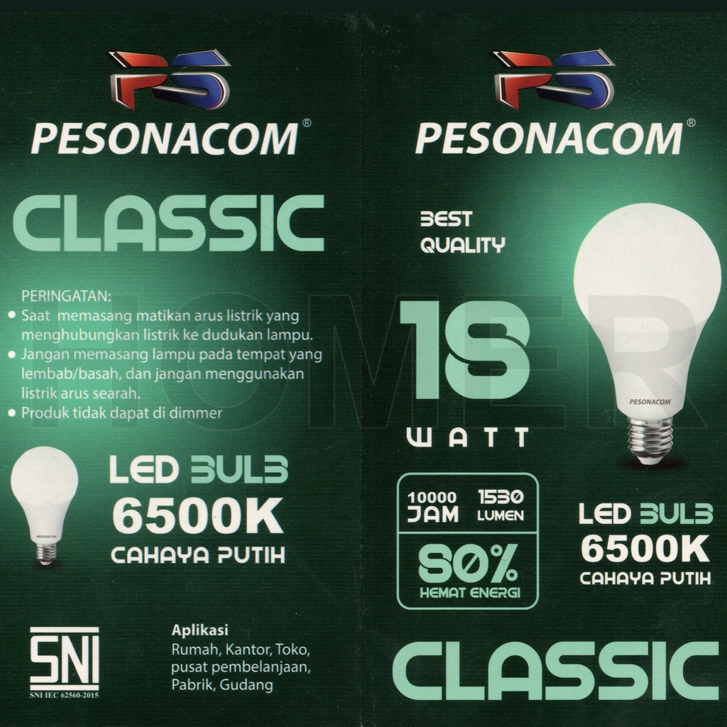 Pesonacom Lampu LED Bohlam Bulb Led Rumah kantor paling murah termurah SNI 18w 18watt 18 w 18 watt 23w 23watt 23 w 23 watt putih