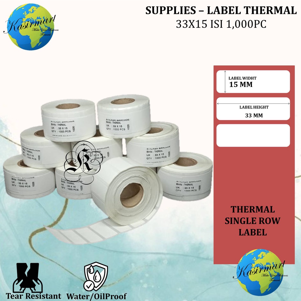 LABEL/STIKER THERMAL/BARCODE/HARGA 33X15 UNTUK PRINTER POSTEK C168/BI428/XP420/CP2140/XP365/XP360