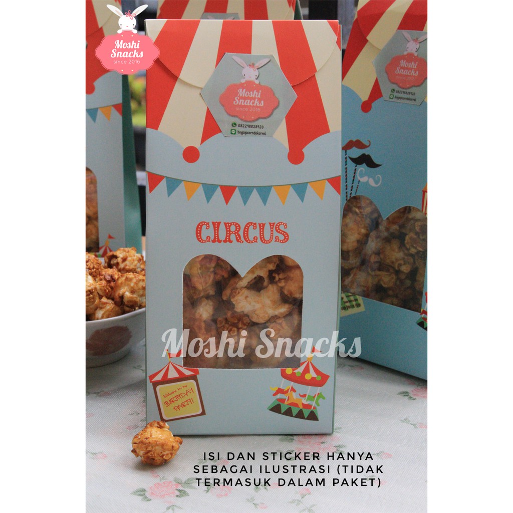 

Kemasan Box Kotak Souvenir Circus Biru Tosca / Kotak Kue Permen