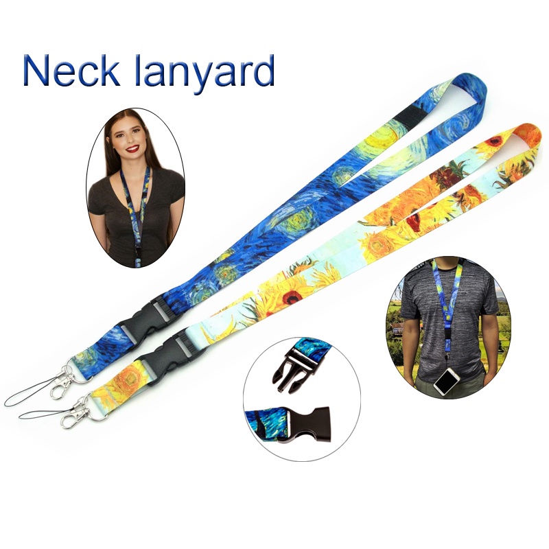 Van Gogh Lukisan Leher Lanyard Ponsel Sling untuk Kartu Pelajar Tali ID Card Tali Gantungan Kunci Anti-Drop Lanyard Aksesoris