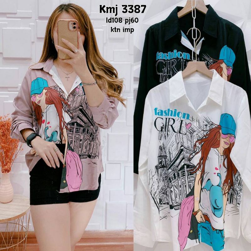 Kemeja cantik bahan katun woolpeach
