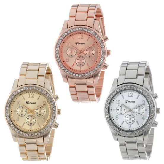 ✅Grosir Jam Senen - Jam Tangan Geneva Wanita Strap Emas Silver Logam