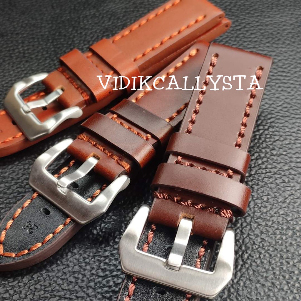 Strap Tali jam tangan kulit asli 22mm 24mm tebal Italy genuine Leather Original 22 24