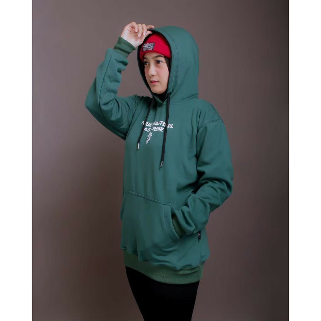 Hoodie Pria Hoodie Sablon Triplesix Warna Hijau Botol