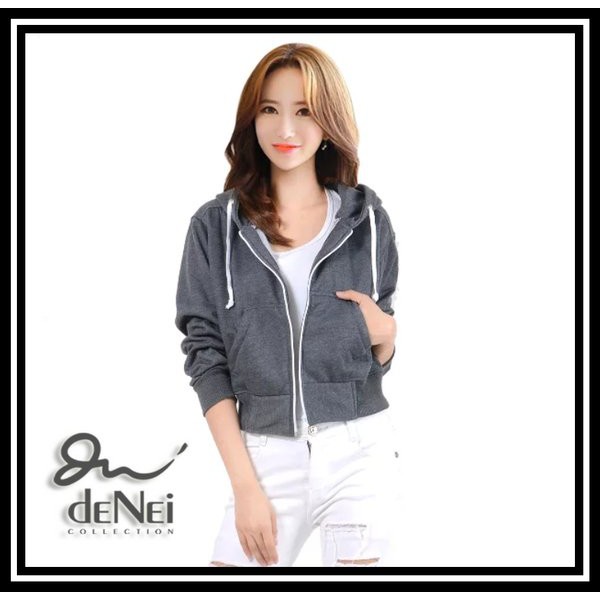 LARIS -        JAKET CROP HOODIE BAJU JACKET SWEATER WANITA BABYTERRY MODIS MURAH RESLETING DEPAN