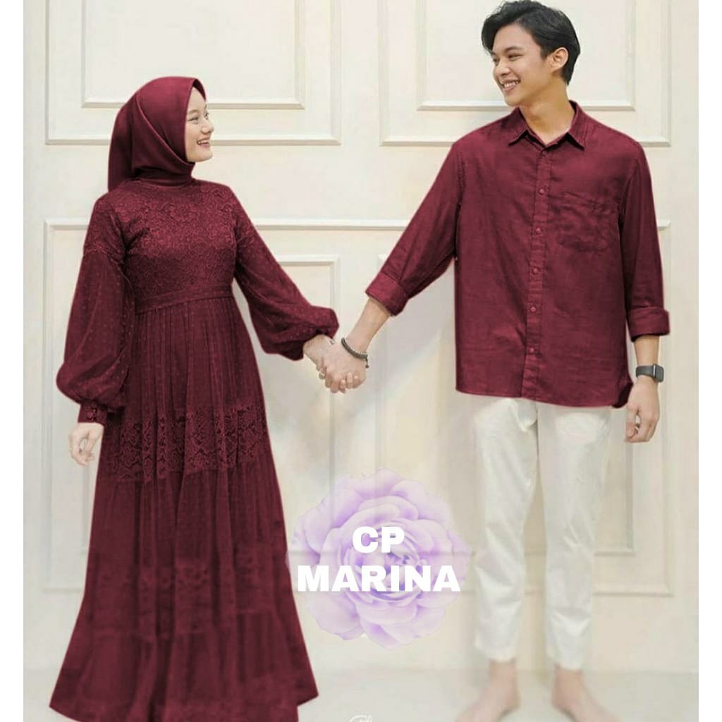 Modis | Couple Gamis Arina | Gamis Couple Muslim | Pakaian Muslim Pasangan | Pakaian Pesta Muslim | 