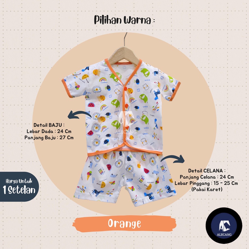 Setelan Baju Bayi Tangan Pendek Motif Size 0 - 3 Bulan merk MUNFGIL - MOTIF