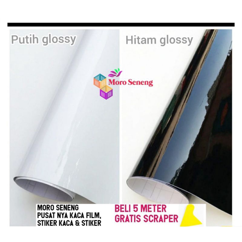 STIKER HITAM PUTIH GLOSSY, STIKER AQUARIUM, WRAPPING MOBIL, uk 120 cm