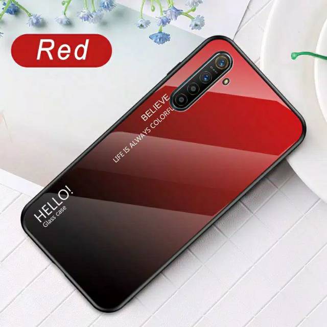 BACK CASE TEREMPERED GLASS GRADATION REALME XT CASE GLASS MOTIF GRADASI REALME XT