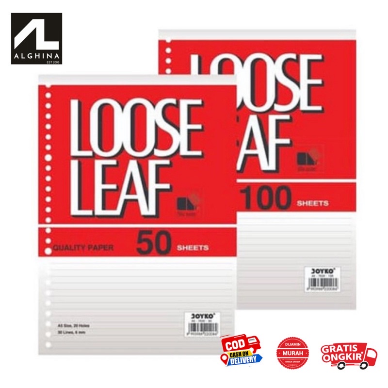 

LOOSE LEAF A5 B5 GRID DOT PLAIN GARIS 100 GRAM JOYKO 50 SHEETS & ISI 100 SHEET