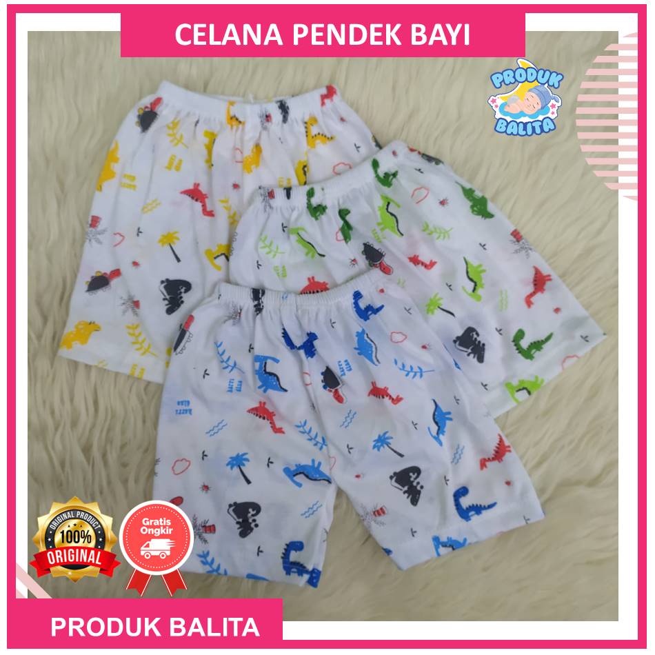 Paket 3 Pcs Celana Pendek Anak Warna Putih Motif Karakter Lucu Baby Laki-laki Perempuan Terlaris