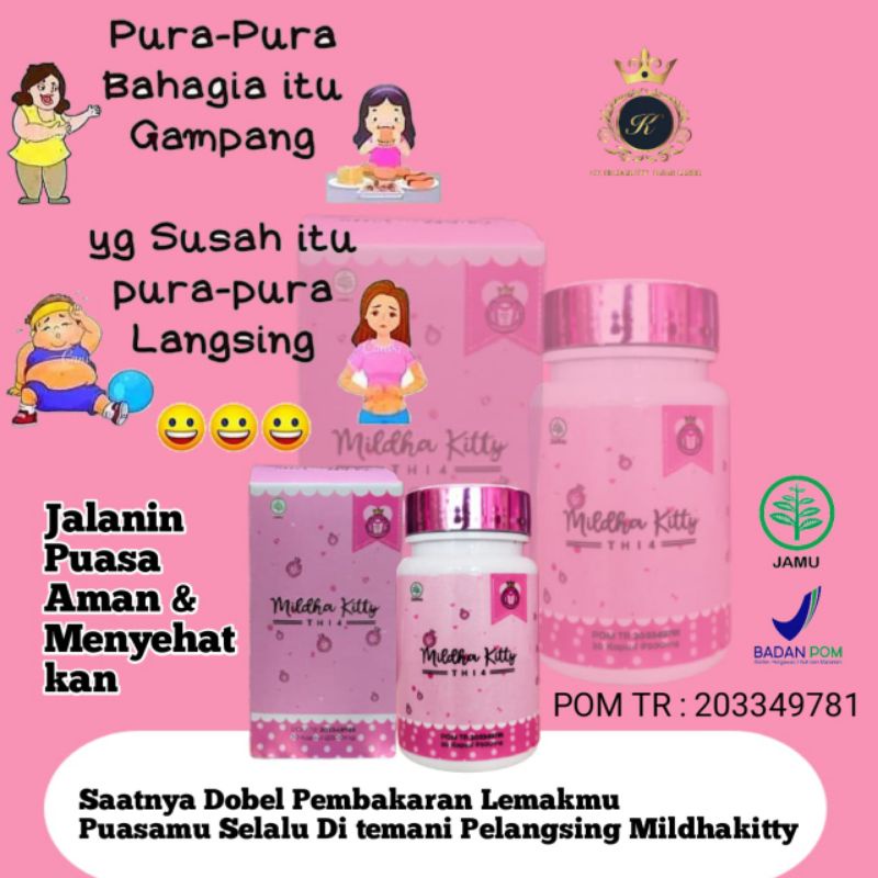 mildhakitty 15 kapsul BPOM pelangsing/pil pink/suplemen mildha Kitty/paket hemat/terlaris/detox/diet