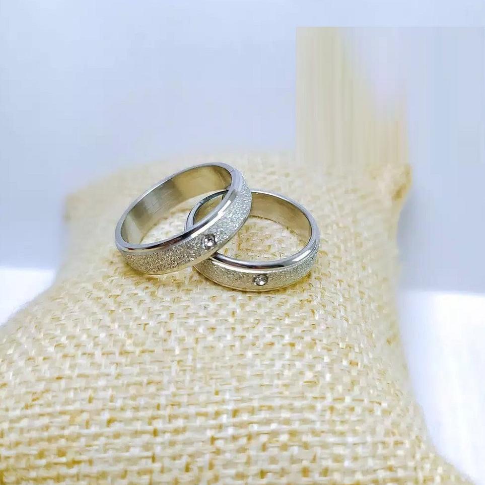 KKCINCIN Kawin Pasir Mata Silver Dapat 2 pcs Dan Free Box Cincin Model Love Berlapis Emas ▫ JPK.3896