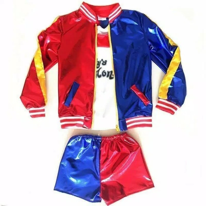 Kostum Anak Harley Quinn Baju Superhero Setelan Jaket Paket Cosplay Costume Import