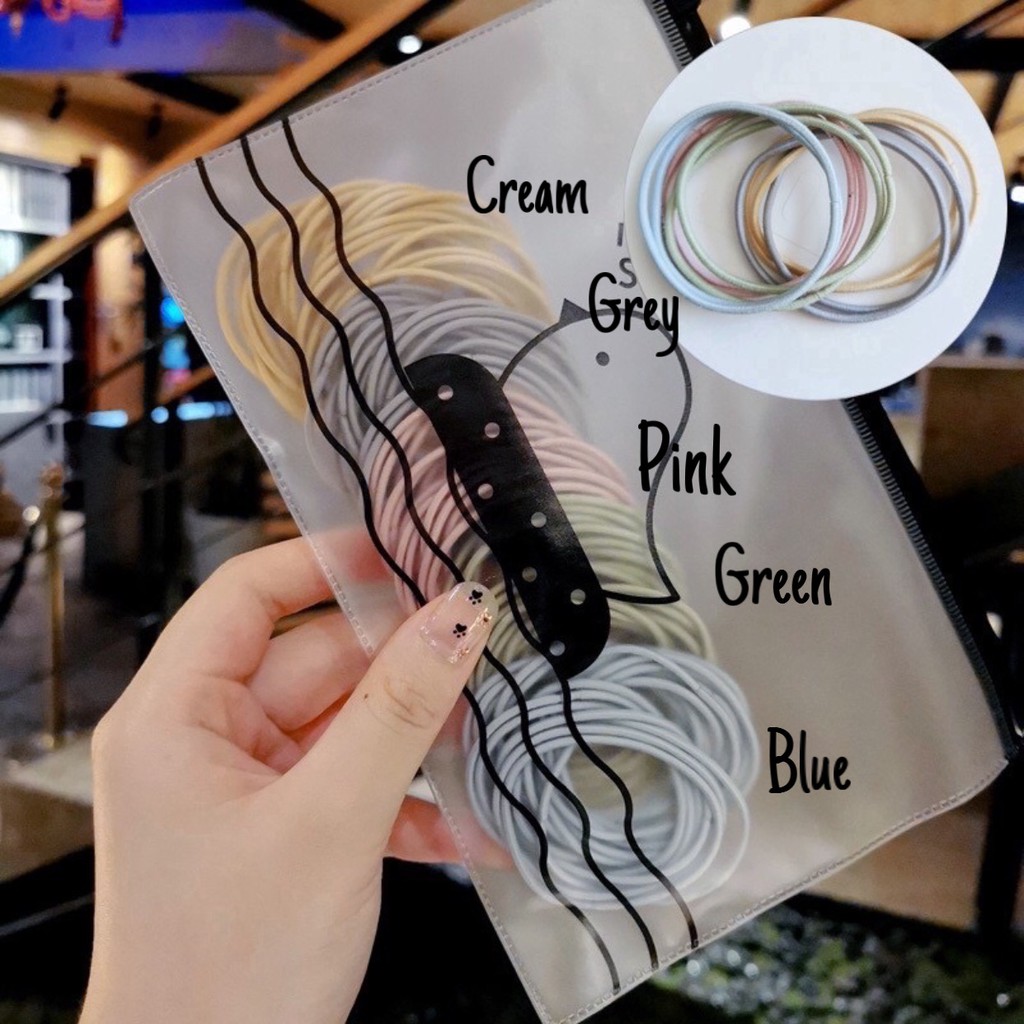 100pcs Karet Rambut ala Korea / Ikat Rambut Elastis / Asesoris Rambut-Mix Rainbow