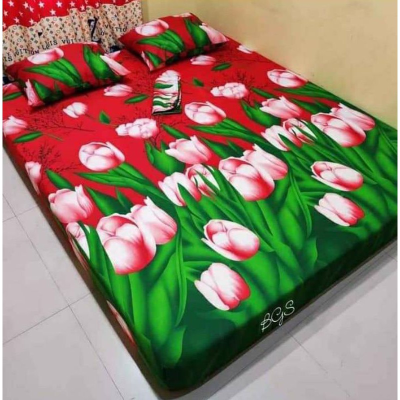 Sprei homemade motif tulip merah