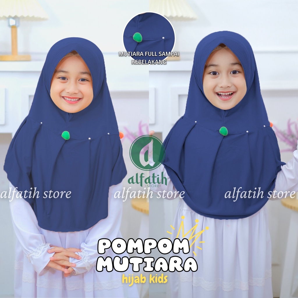 ALFATIH STORE / Jilbab Anak Variasi Rempel Pompom Jersey / jilbab anak murah teni