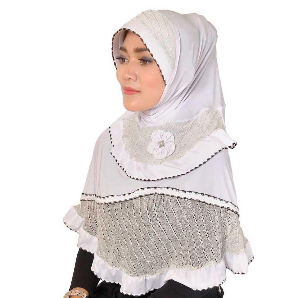 Jilbab Casual Wanita Muslimah Java Seven PUTIH AS JERSEY BALOON JS 1039