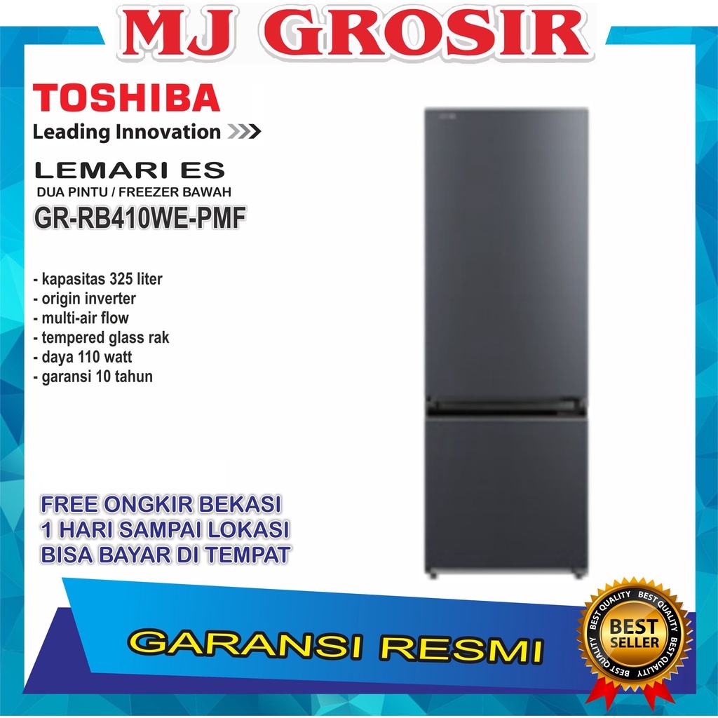 KULKAS TOSHIBA GR-RB 410 WE-PMF LEMARI ES 2 PINTU