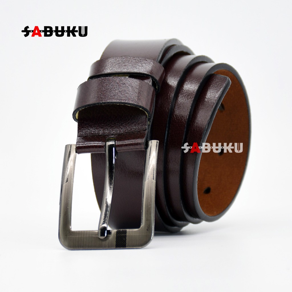 [S&amp;K] Ikat Pinggang Pria Sabuk Pria Model Tusuk Jarum Bahan Kulit Imitasi Gesper Pria Men Belt-SK004