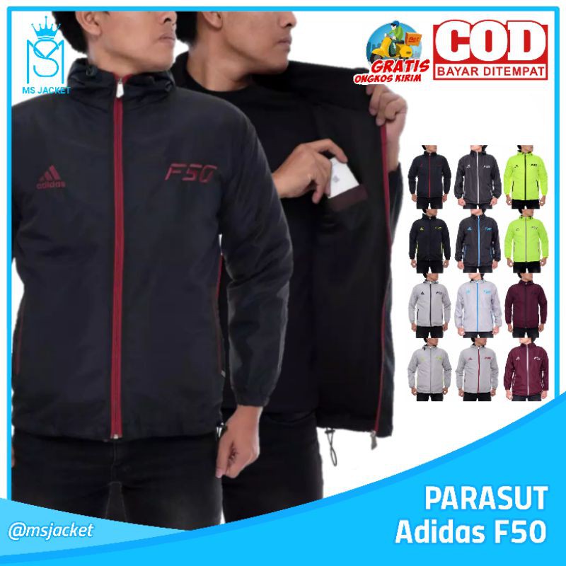 Jaket Parasut Adidas F50 Hitam Maroon, Jaket Tracker Pria Wanita Jaket Playmaker Waterproof Tracktop