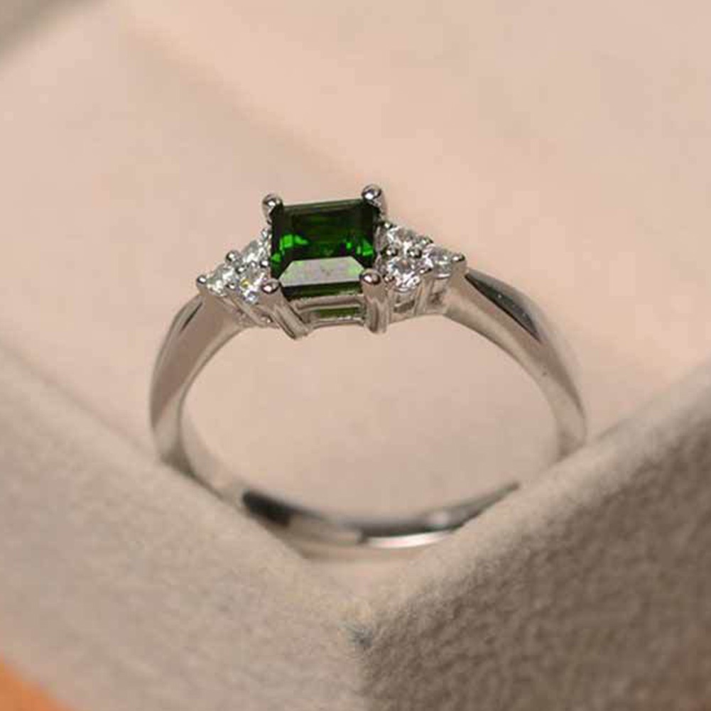 Hu Hu Hu Hu Hu Alat Bantu Pasang Kacamata♡ Cincin Tunangan Hias Cubic Zirconia Bentuk Kotak Untuk Wanita