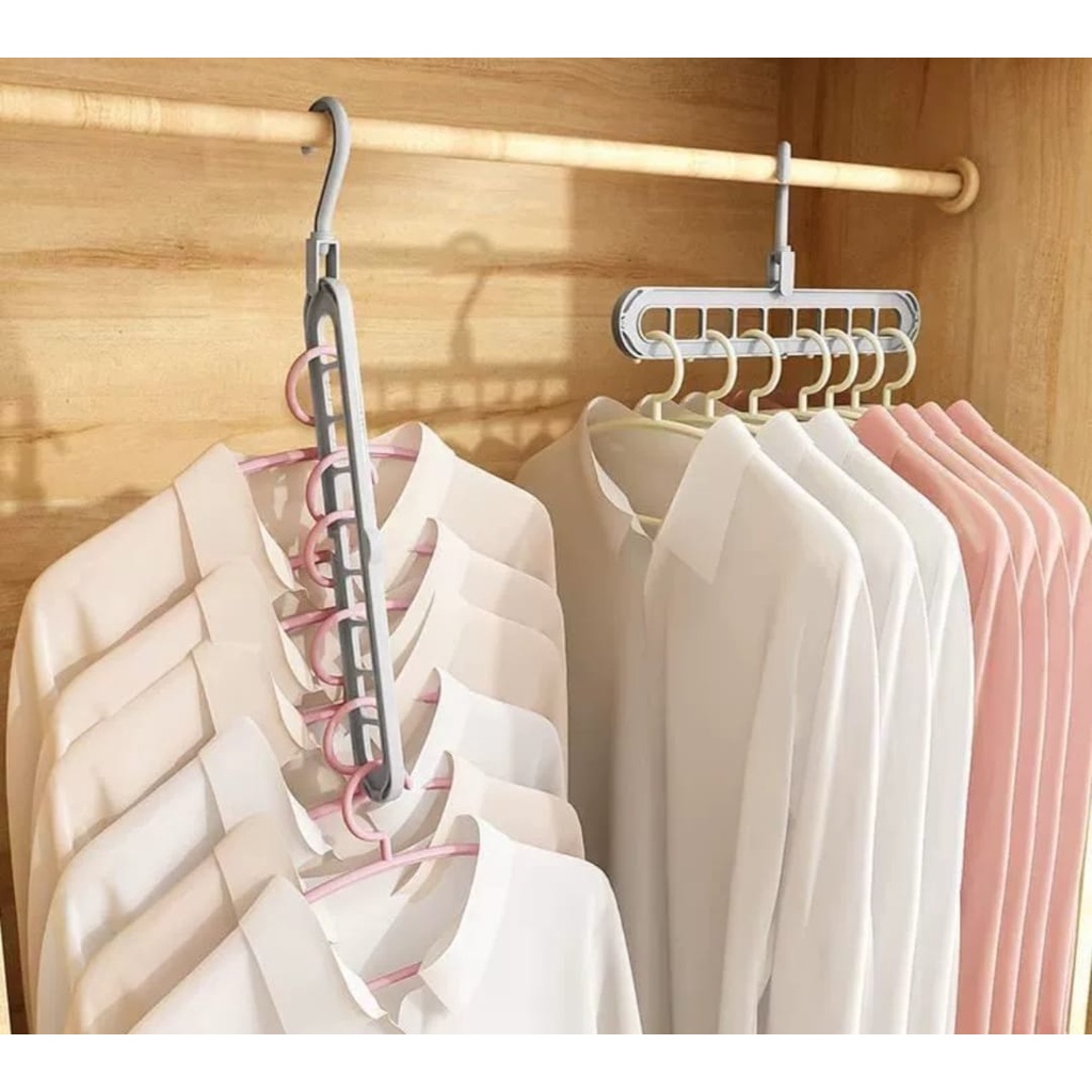 UNI 023 Magic Hanger Foldable Random Gantungan Baju Lipat Ajaib 9 in 1 Multifungsi