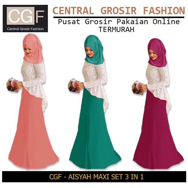 CGF 10511 AISYAH MAXI SET 3 IN 1 Baju Maxi Set Wanita Muslimah Model Terbaru,Termurah dan Terlaris