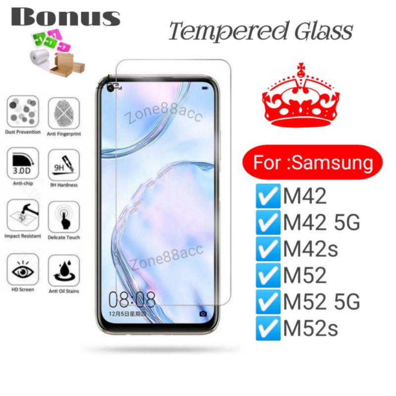 Antigores Tempered Glass Screen Guard protector Samsung M42 M42s M52 M52s 5G TG Bening Antiblue Spy Blue light Full Garskin Lensa Lens Pelindung Layar 9D