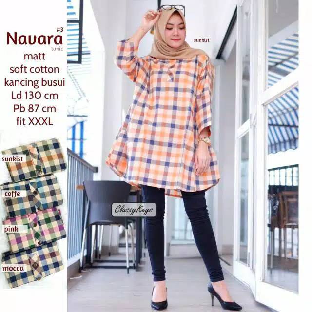 KLIPBUSANA TUNIK JUMBO KATUN KOTAK BUSUI - NAVARA #3 TUNIK