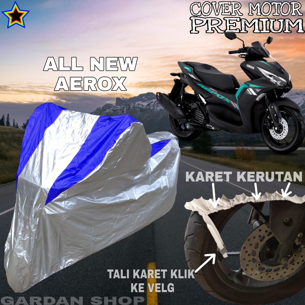 Sarung Motor ALL NEW AEROX Silver BIRU Body Cover Aerox PREMIUM