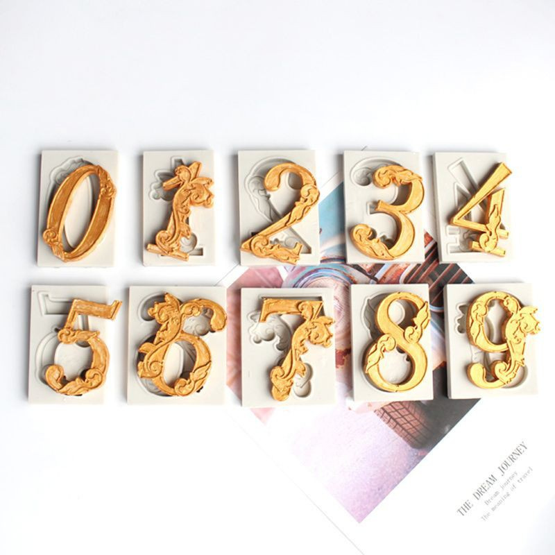 Glitter Auspicious Clouds Number Resin Pendant Mold  0-9 Digit Numeral  3D Silicone Mold Sugarcraft Mold Chocolate Baking Tools