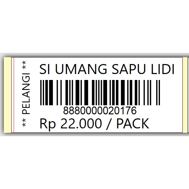 Jasa Cetak Label Barcode 33x15 - Cetak label harga - cetak label product - isi 400 Pcs