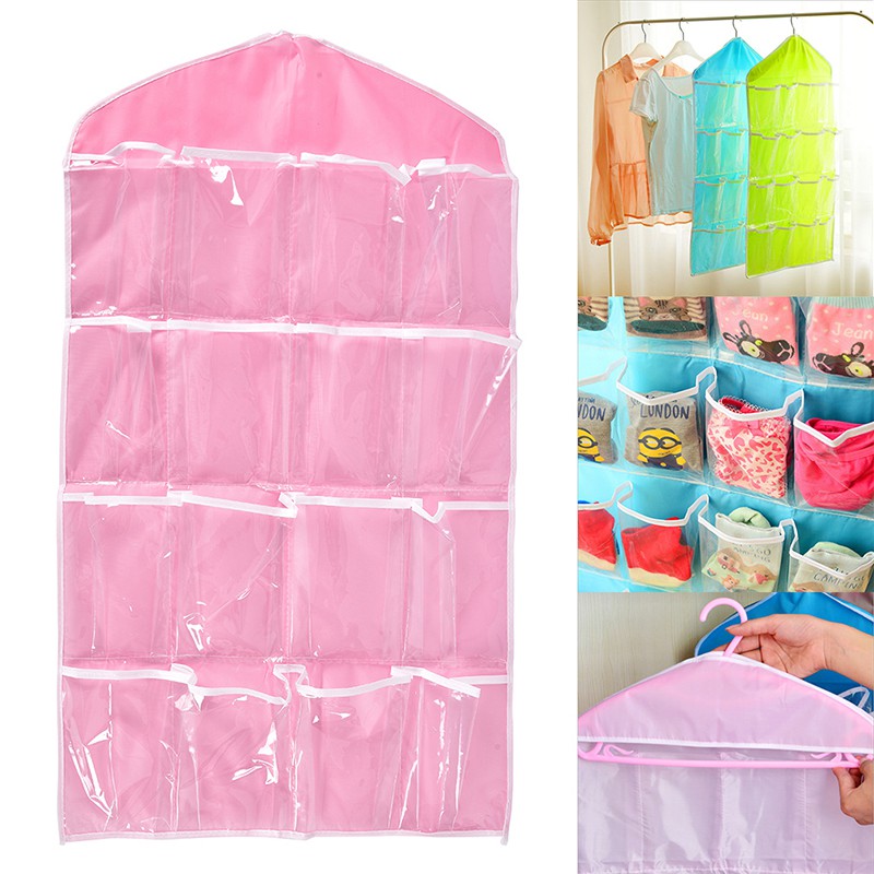 16 Pockets Door Wardrobe Hanging Organizer Bag Shoe Rack Hanger Closet Storage Shopee Indonesia