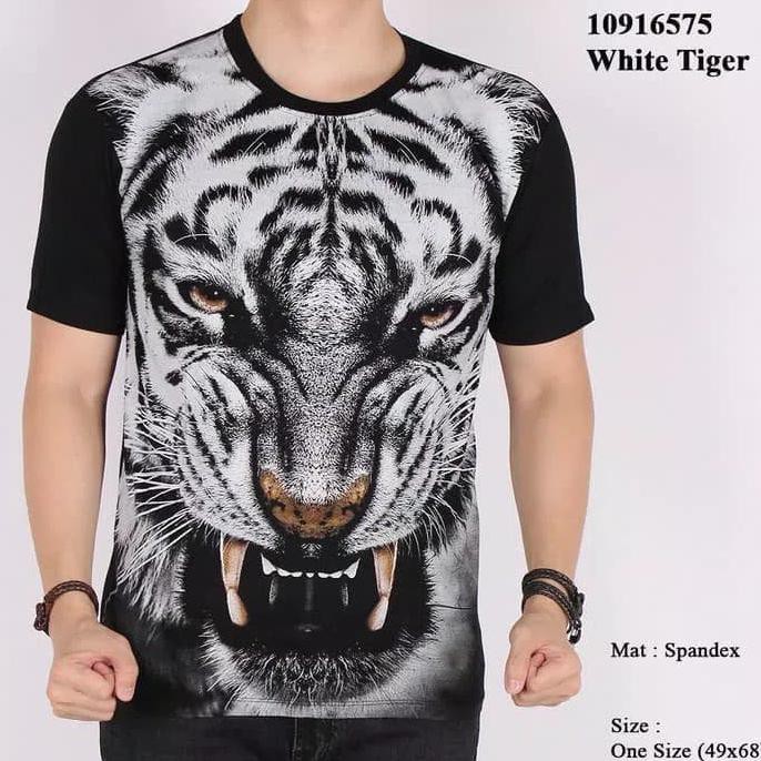 Bisa (COD) Baju Pria Kaos Motif Macan Harimau Tiger 3D Animal