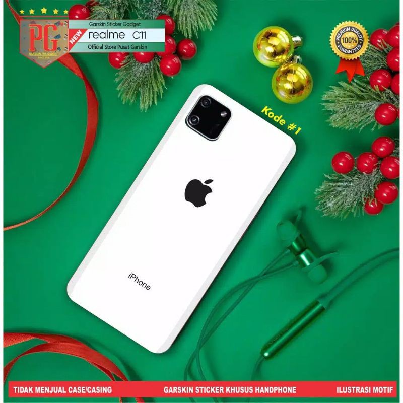 garskin hp realme c11 motif iphone White- free custom motif