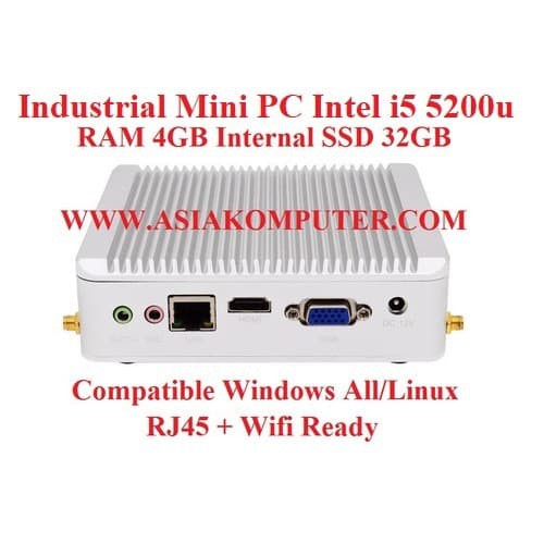 Industrial Mini PC x86 Intel i5 Ram 4GB SSD 32GB Wifi HDMI VGA MiniPC